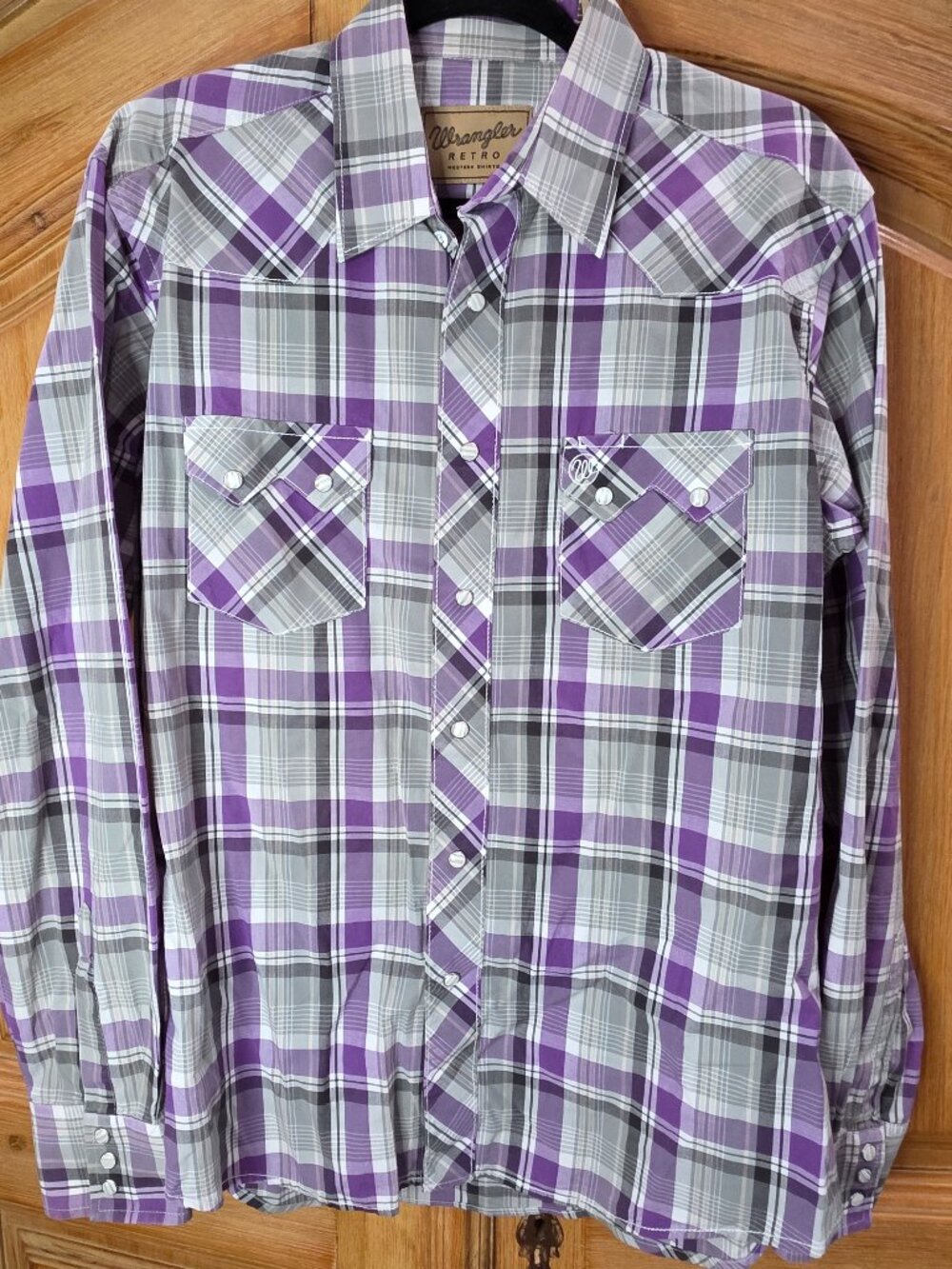 Mens/ Womens  Wrangler Retro Pearl Button Plaid Long sleeve Shirt sz Large